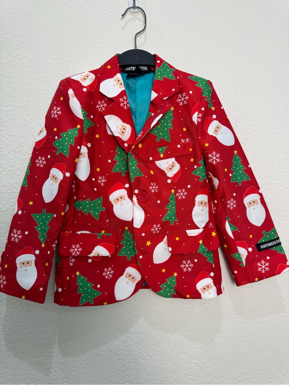 Suitmeister Kids Christmas Blazer Size Small Santa Tree Red Holiday Suit Jacket